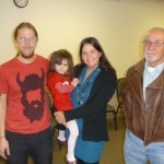 Aaron Simko (left) with Melissa Tumblin (Founder of Ear Community) and her daughter Ally (middle) and Aaron's dad (right)