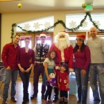 Pictured left to right:  Jeramiah Penaflor, Dina Voiselle, Robert Brehm, Santa (Zach Gulley) with Hailey and Ally Tumblin along with Melissa and Brent Tumblin, December 20th, 2014 Toy Drive for Colorado Kids with Microtia and Atresia.