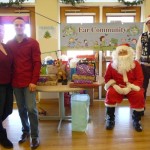 Pictured from right to left:  Dina Voiselle, Jeramiah Penaflor, Santa Clause (Zach Gulley), and Robert Brehm help host an amazing day for Colorado Microtia and Atresia kids through the Ear Community Organization on December 20th, 2014.