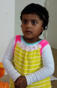 Afsheen Fathima, 2.5 years old born with Microtia and Atresia of her left ear wearing her newly donated Baha 5 from Cochlear Americas, September 30, 2016.