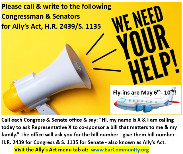 We want Ally's Act, H.R. 2439 and S. 1135 pass